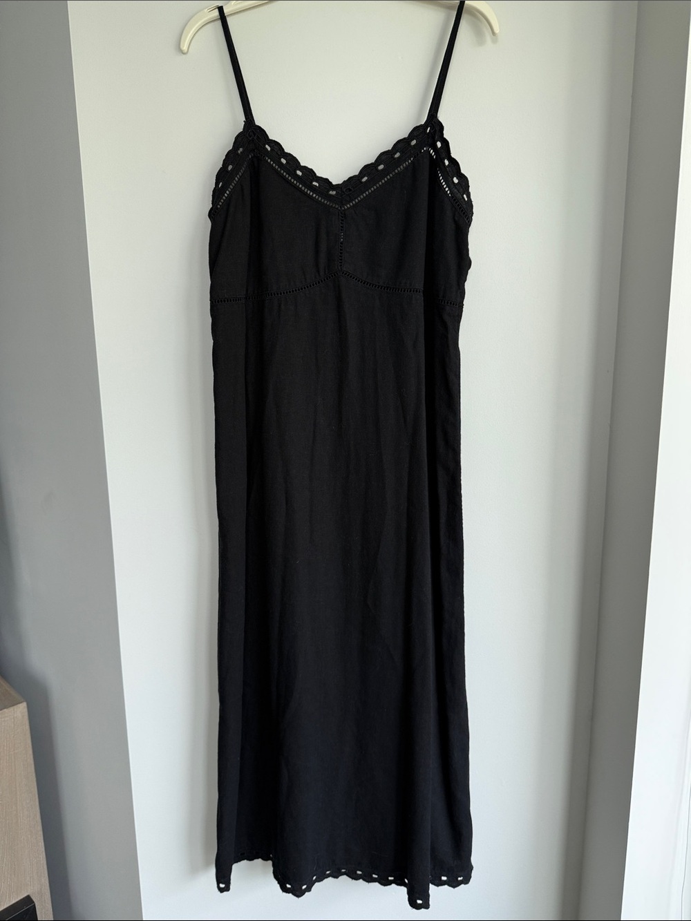 Old Navy Black Linen Midi Dress, Size L